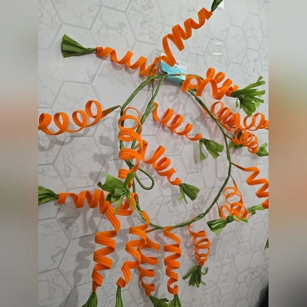 Easter Spiral Orange Carrot Spray Coiled Carrot Garland Spring Decor, New